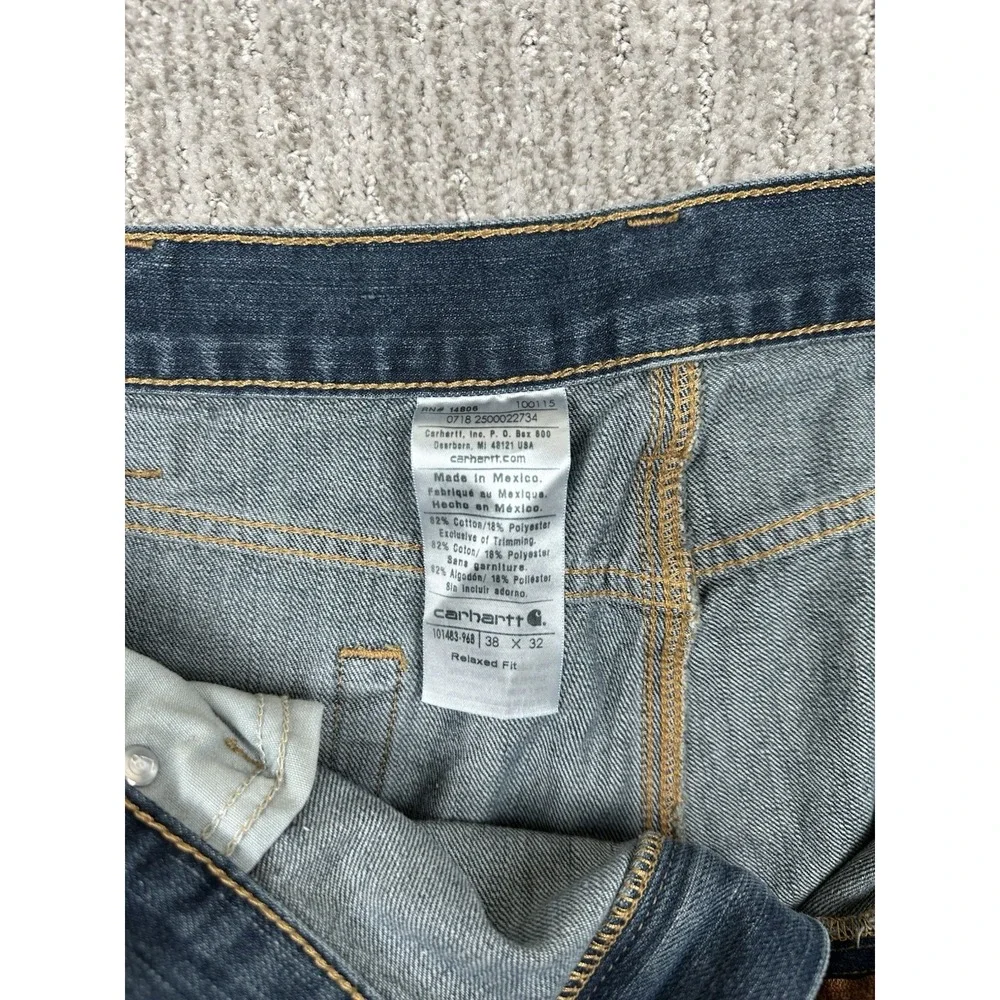 Carhartt Jeans Mens 38x32 Blue Medium Wash Relaxed Fit Straight Denim Pants